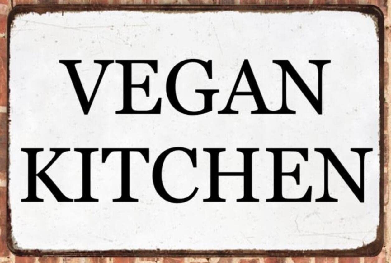 SMAZDFXX Vegan Kitchen Aluminum Tin Sign Metal Wall Art Decorations Iron Painting for Indoor Outdoor Home Decor Room Door Accessories Poster Housewarming 12"x16"
