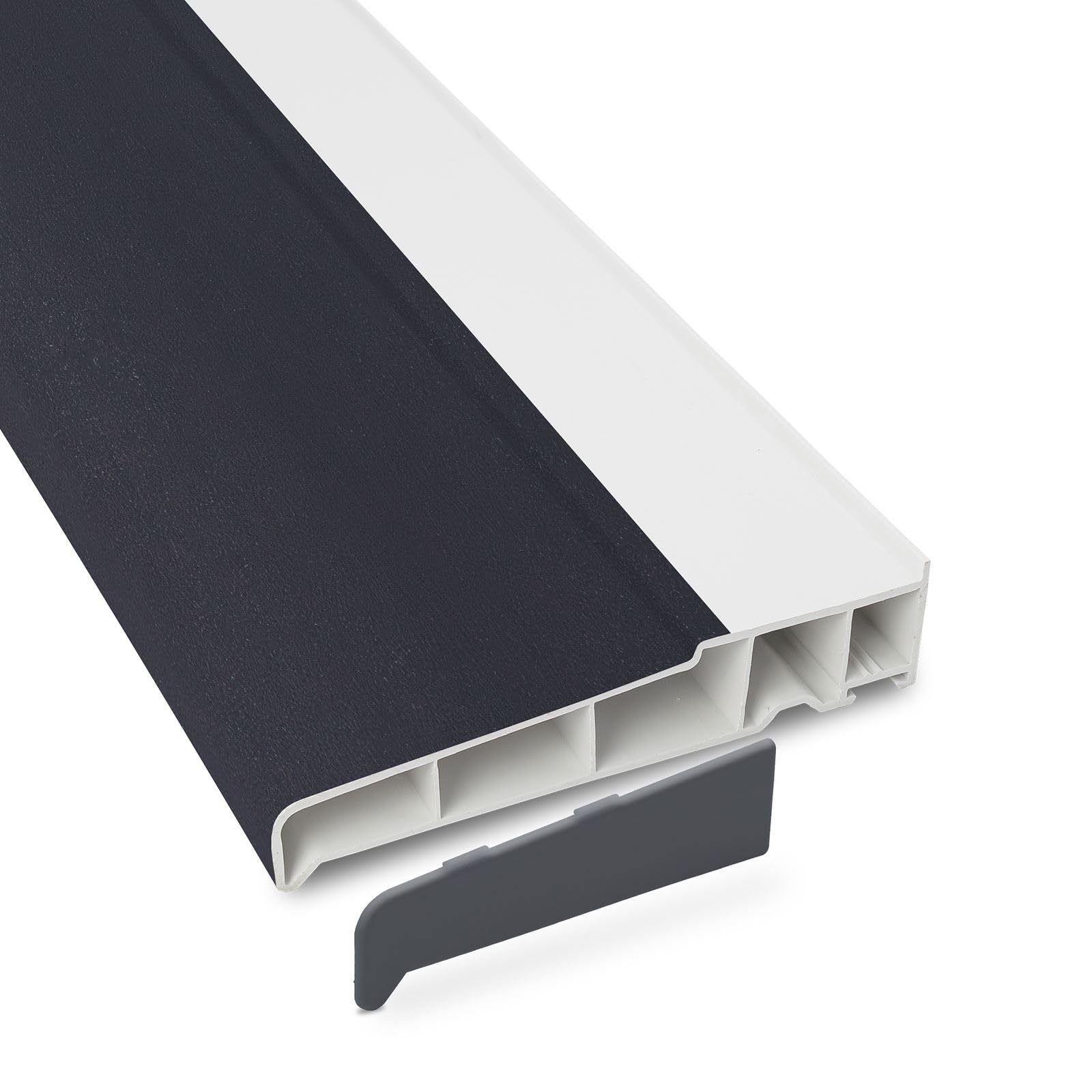 Truly Pvc Limited Anthracite Grey (Smooth) / White 150Mm Profile 22 Window Sill (With End Caps) - 1.35M
