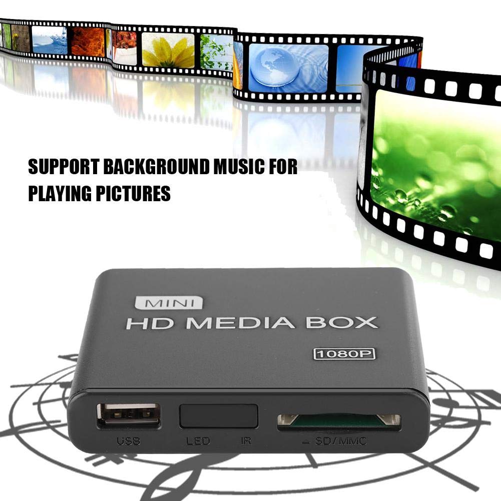 Socobeta Mini Lecteur Vidéo Réseau 1080P Lecteur Multimédia Numérique Full HD pour Le Bureau et Le Divertissement à Domicile(Prise UE)