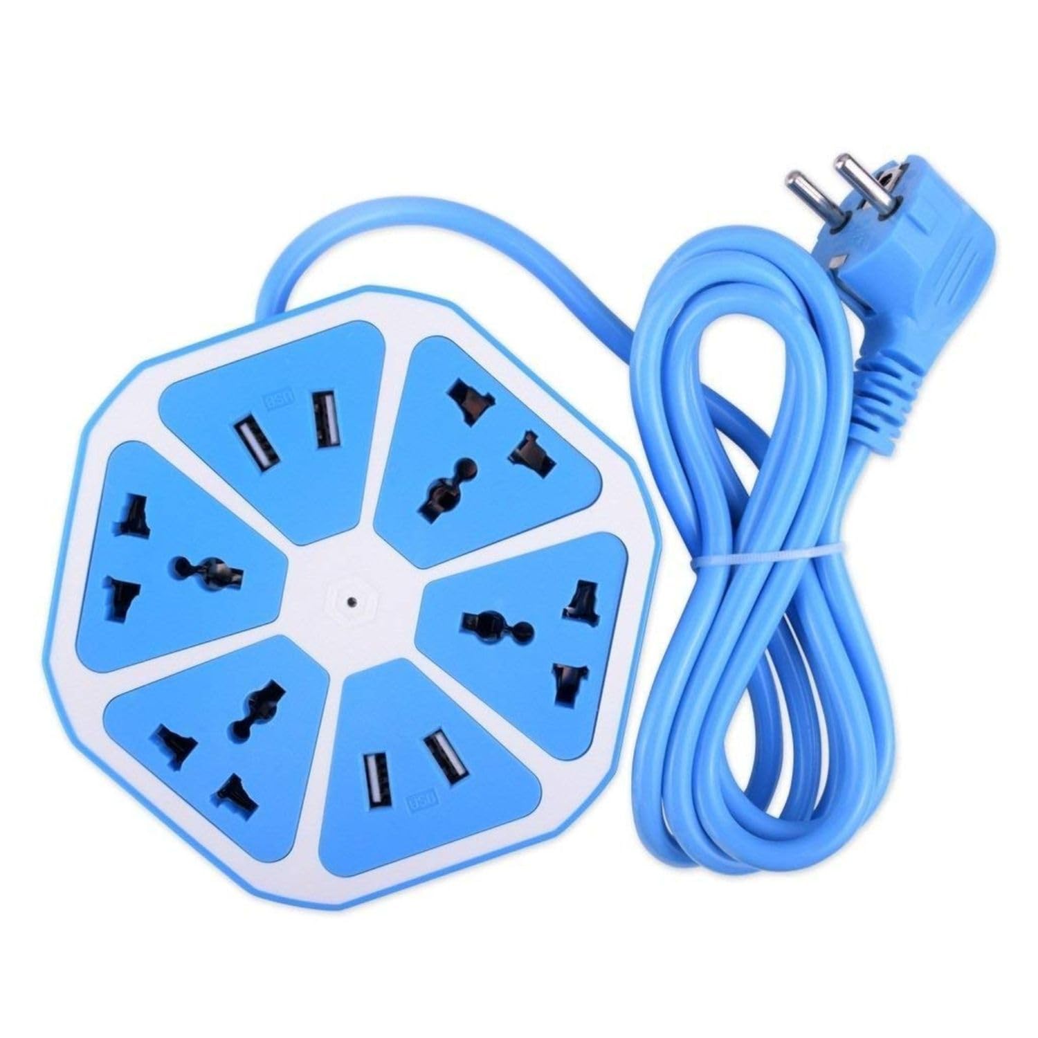 Hexagon Extension Board with 4 USB Ports & 4 Universal Sockets | 2500W Heavy Duty Power Strip with Surge Protection | 1 Meter Extension Cord for Home, Office & Charging Devices (4)-image-23
