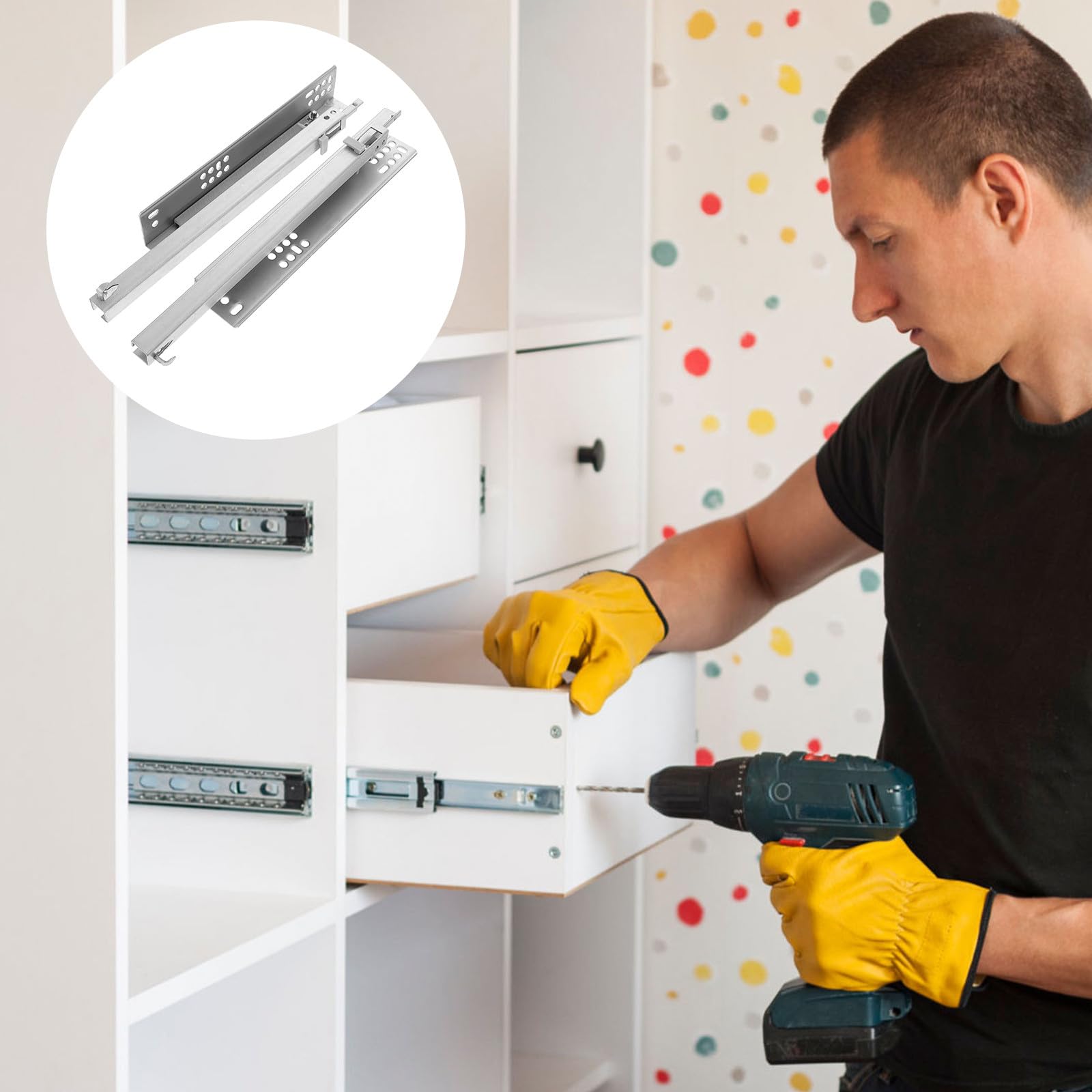 BESTonZON 2stücke Schubladenführungen Aus Kaltgewalztem Stahl Mit Soft-close-funktion Für Schrank Und Kommode Vollausziehbar Robust Und Verschleißfest Für Möbelumbauten