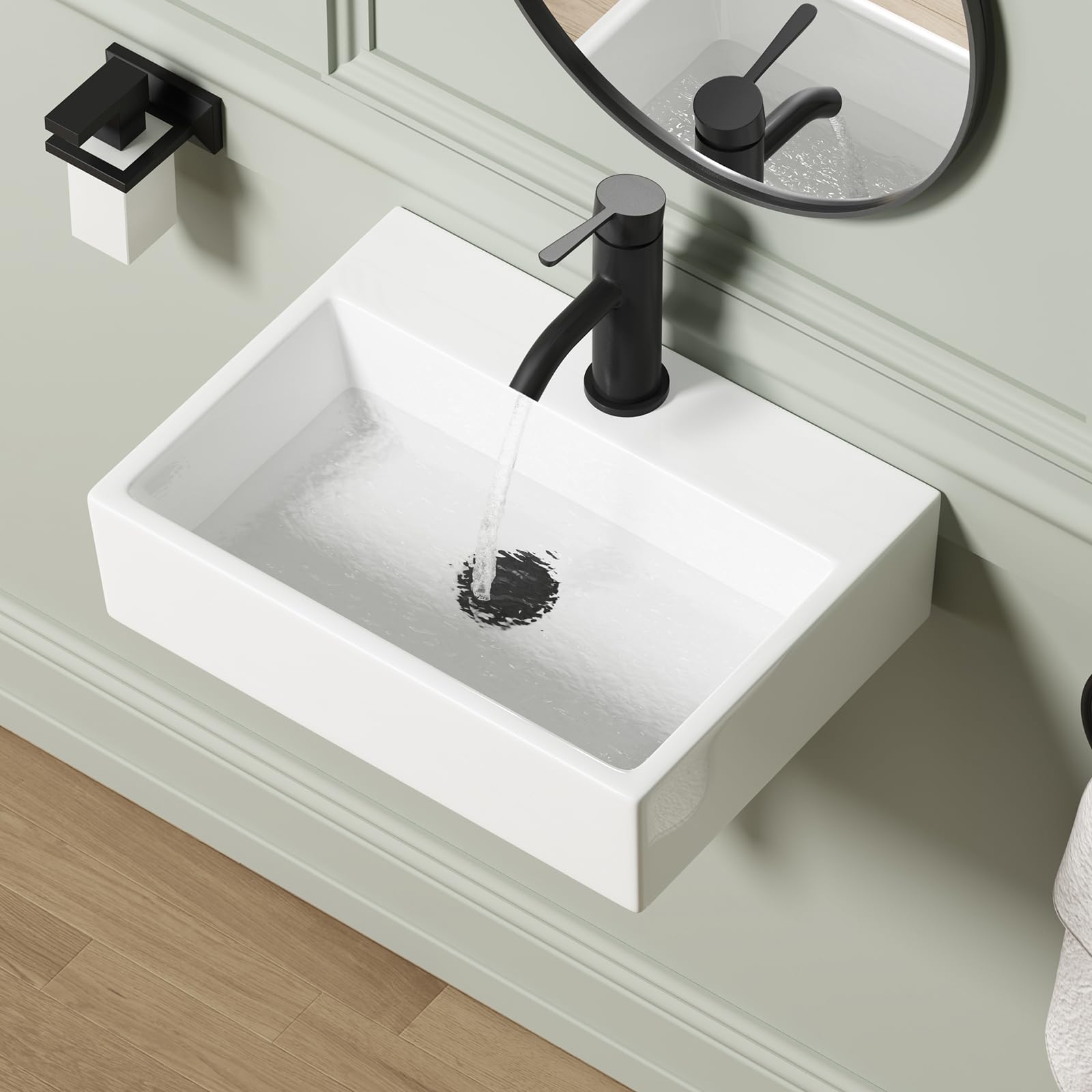 QISHKA 19 inch Wall Mounted Vessel Sink
