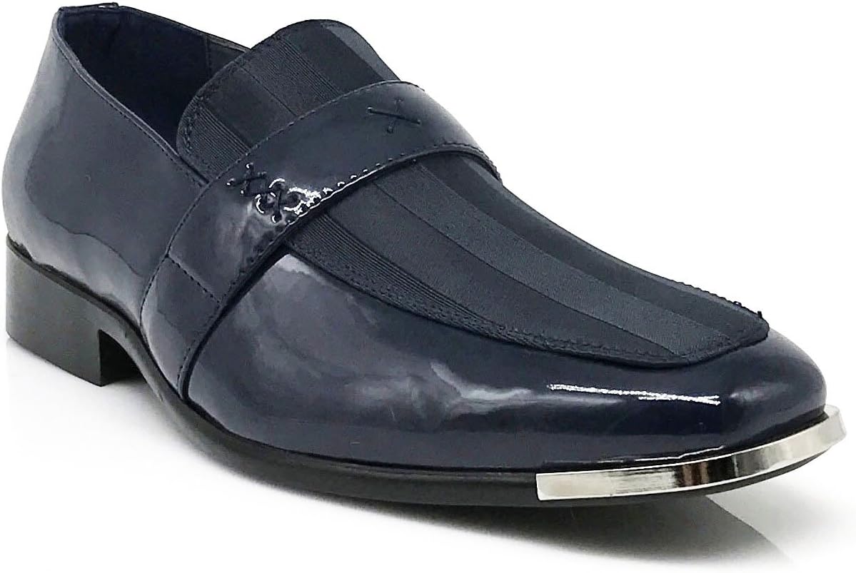 Men's Satin Silver Tip Slip on Loafer Style Lilac Stripes Church Wedding Bridal Dress Shoes (jy1)