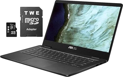 ASUS Laptop Chromebook, pantalla HD no táctil de 14 pulgadas, procesador Intel Celeron N3350, 4 GB de RAM, SSD eMMC de 32 GB, pantalla