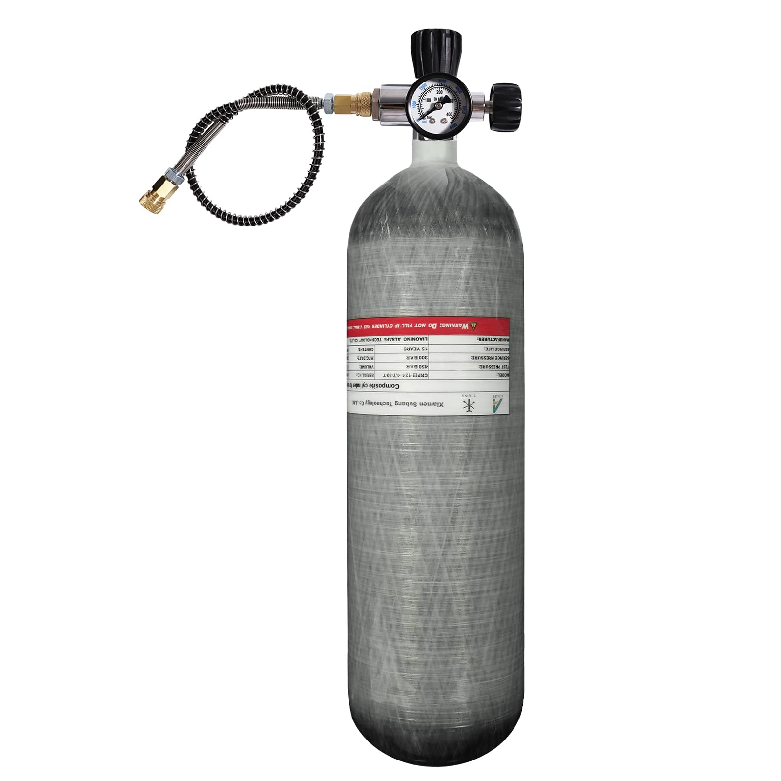 TUXING Tanque de Buceo de Fibra de Carbono 4500Psi 4.7L con estación de llenado de Paintball, regulador de válvula, medidor, Tanque de Aire Pcp para Rifle de Aire Pcp