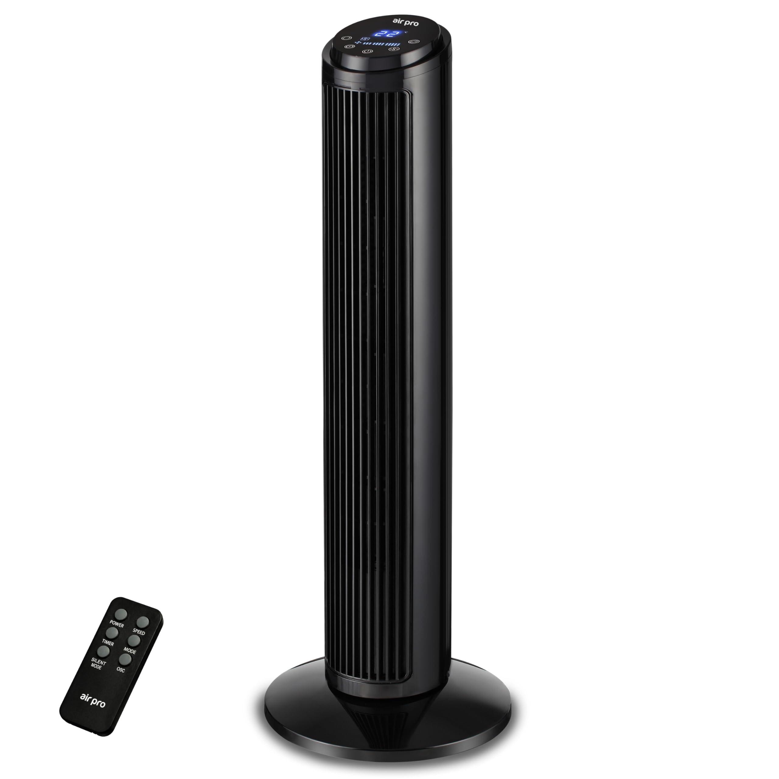 Air Pro 30" Tower Fan SmartVoice™ Control Oscillating Bladeless Fan with Remote - Tall Compact 3 Speeds Quiet 50W Motor Cooling Fan - Floor Standing Fan for Home Office - LED Display 15 Hour Timer