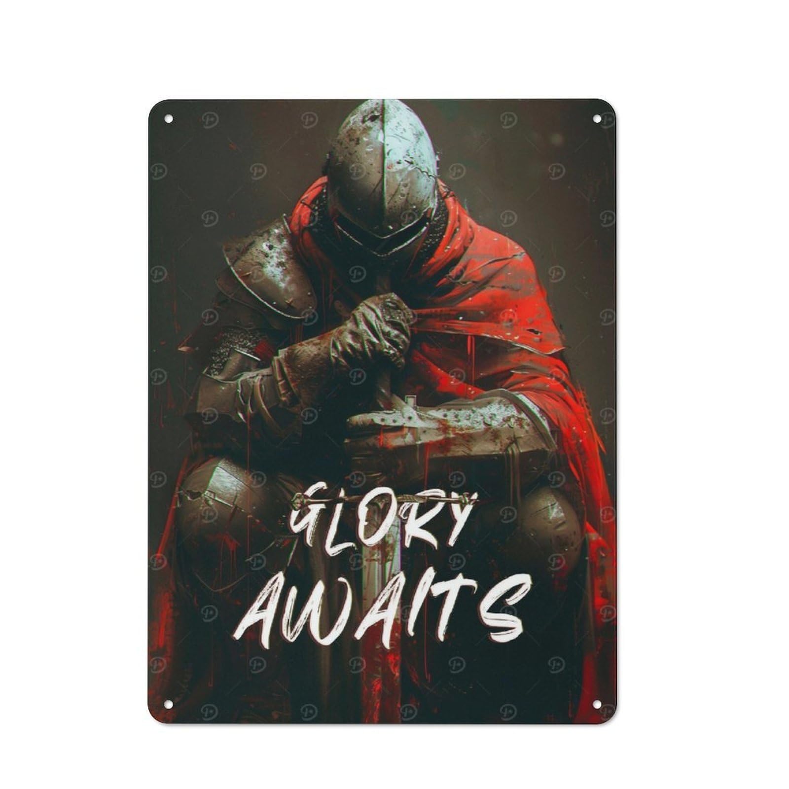 Tin Wall Sign with Glory Awaits Design 40x30cm, Classic Kitchen Wall Decor for Restaurant, Kitchen, Counter Or Breakfast Nook