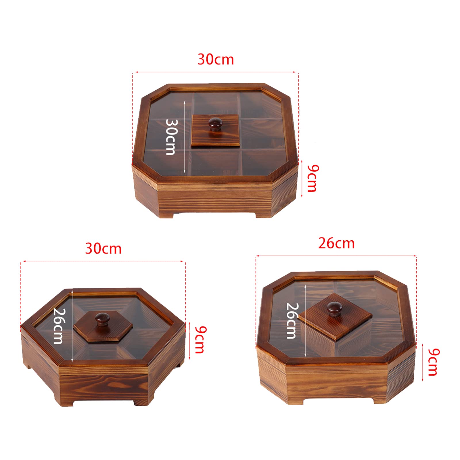 SZYDD Solid Wood Snack Box Chinese Divided Dried Fruit Tray Vintage