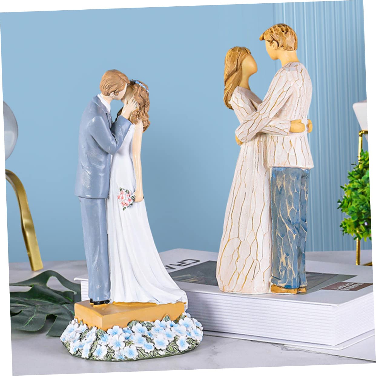 SOLUSTRE Paarfigur Liebesstatue aus Kunstharz Hochzeitsdekoration für Schlafzimmer und Wohnzimmer wasserdichte Heimdekoration für Tischdekoration