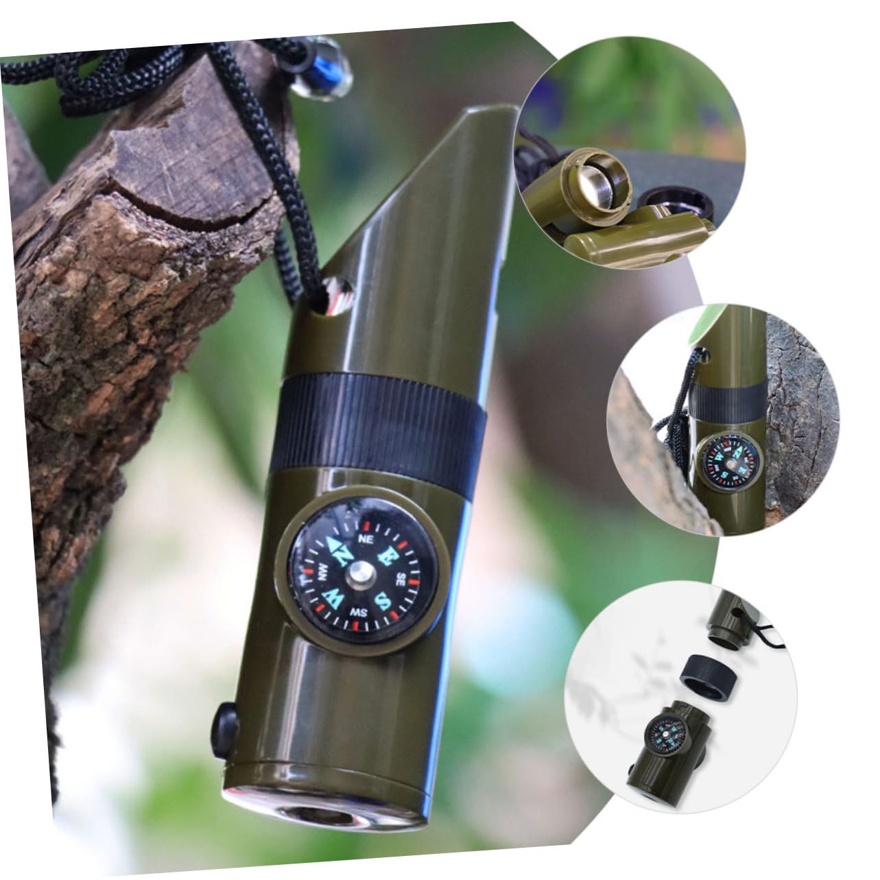 Toddmomy Sifflet De Survie Boussole Sifflet De Survie Chaîne Sifflet De Renard Tir À l'arc Thermomètre À Café Sifflets d'urgence Allumettes Radio Lampe De Poche Rechargeable
