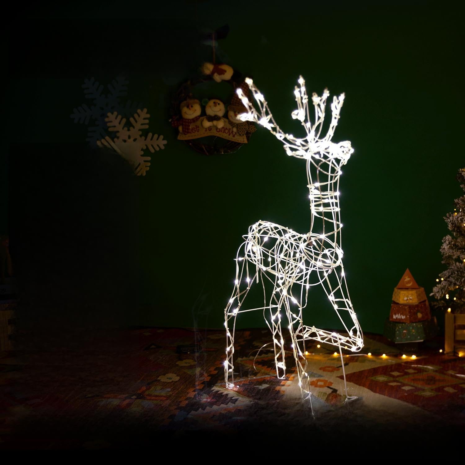 Weihnachtslicht mit niedriger Spannung, Rentierform, warmweiß, 120 cm; ideal zur Dekoration und Schaffung Einer festlichen Atmosphäre im Innen- und Außenbereich.