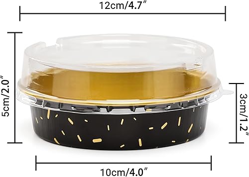 Vista 62 de Beasea Latas desechables para tartas de 4 pulgadas, paquete de 50 mini sartenes con tapas, molde de aluminio dorado de 8 onzas, moldes para tartas