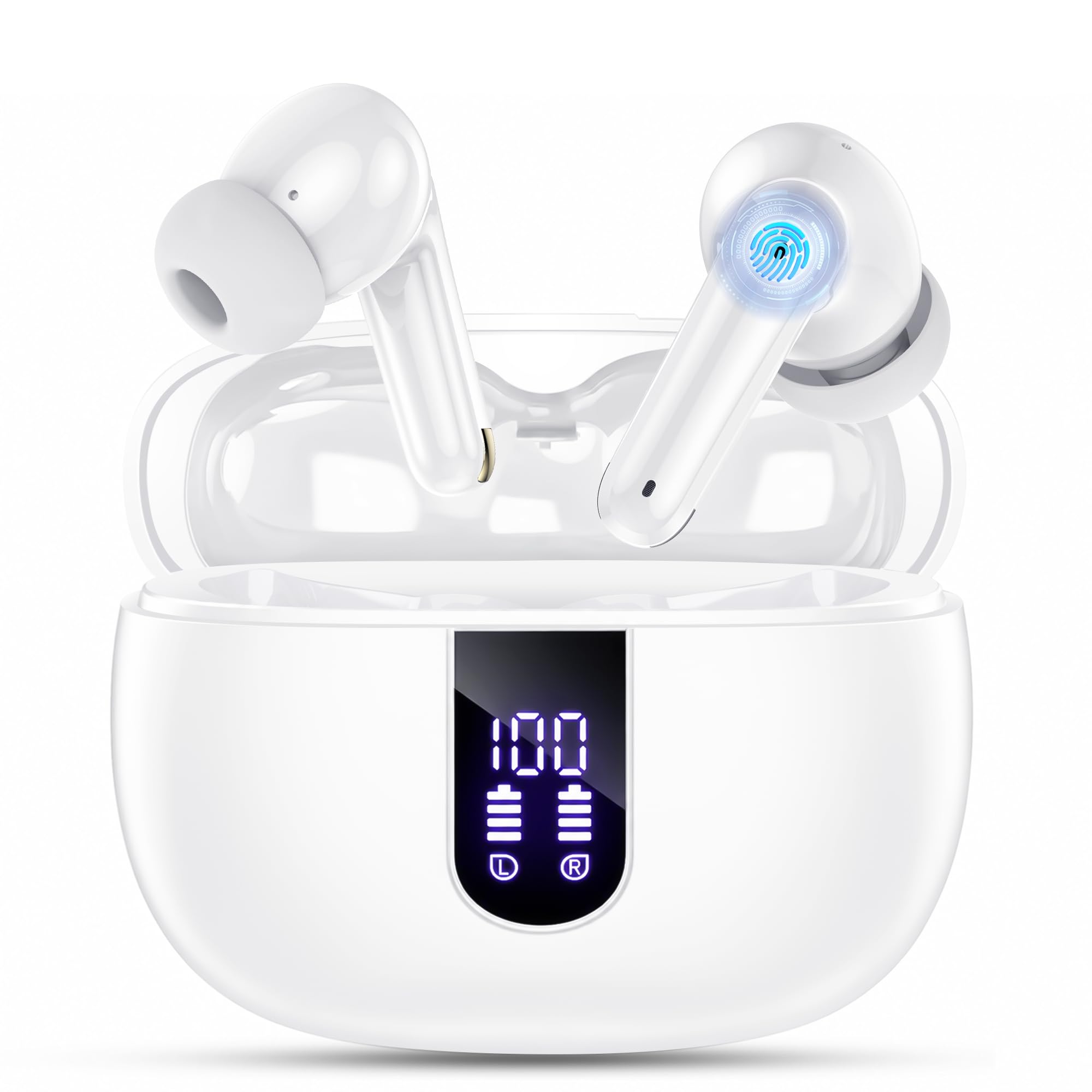 Bluetooth Kopfhörer, Kopfhörer Kabellos Bluetooth 5.4 In-Ear Earbuds | mit 4 ENC Mikrofonen Geräuschunterdrückung, Tiefer Bass HIFI Sound, 40 Std. Gesamtspielzeit, IP7 Wasserdicht, Dual LED