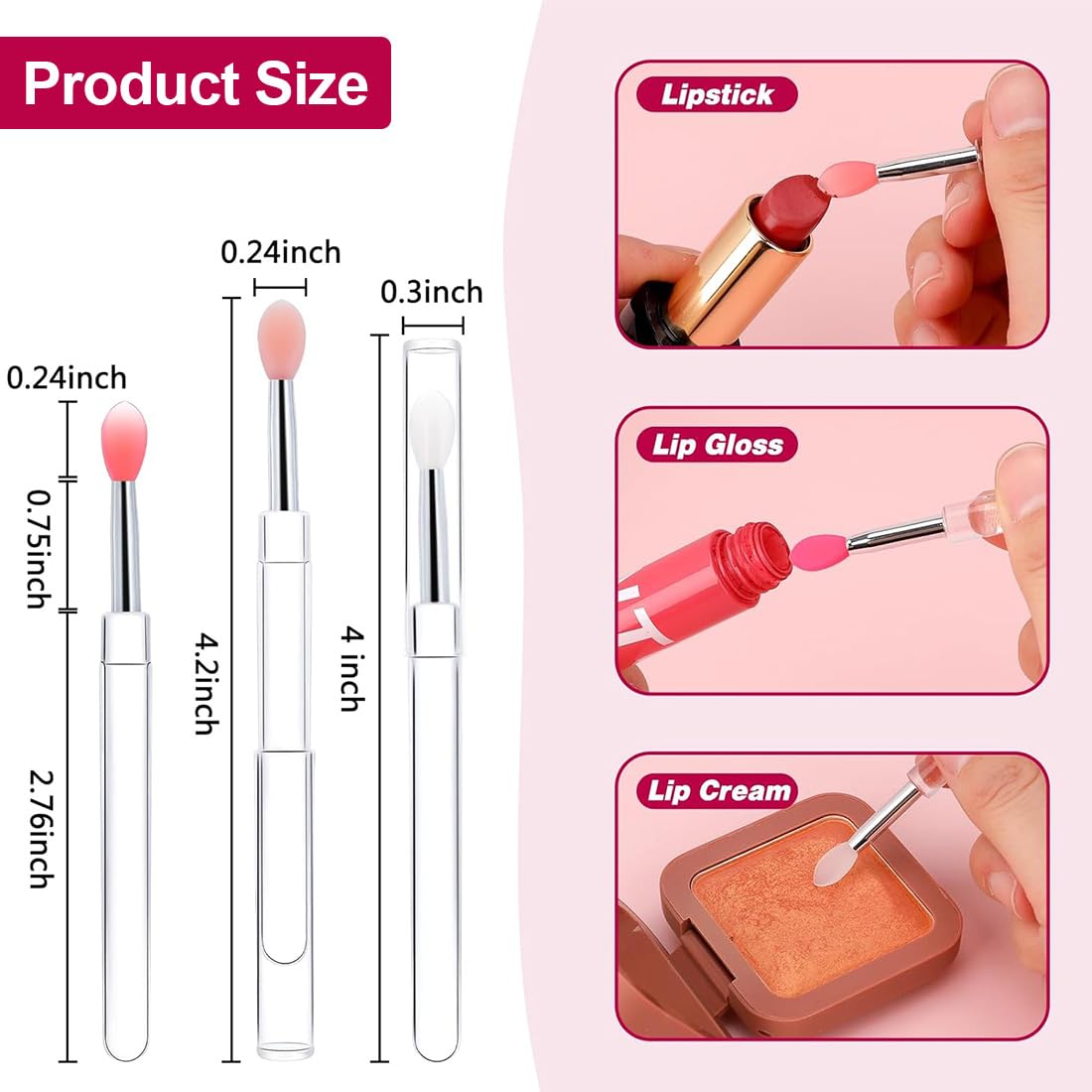Ensemble de 6 pinceaux réutilisables pour les lèvres - applicateurs bâtonnets et brosse pour un maquillage précis et parfait des lèvres avec votre rouge à lèvres préféré.