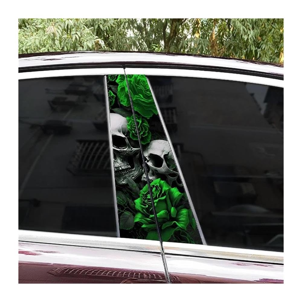 Body Parts 2PCS Car Center Pillar Waterproof Decals Horror Flame Skull Car B-Pillar Sticker DIY(D)