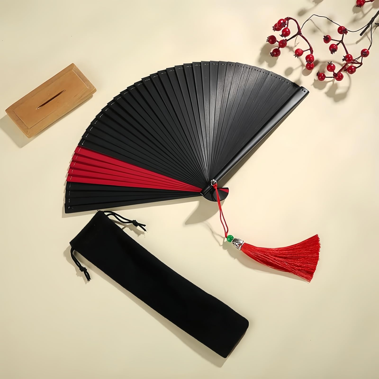 Bamboo Folding Fan Set, Portable & Elegant