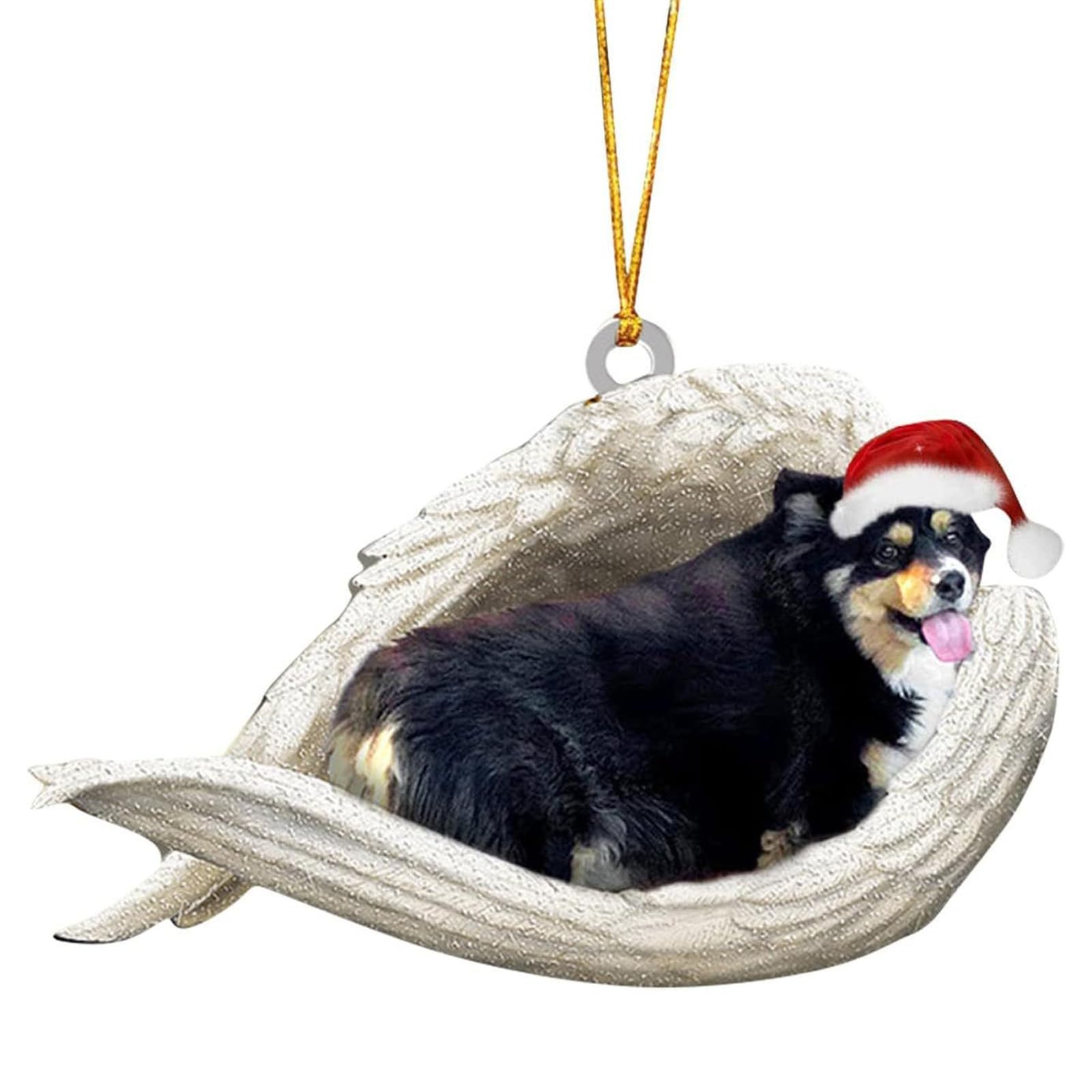 KAQNTUD Car Interior Decoration Shatterproof Acrylic Angel Dog Hanging Ornament for Christmas Tree Wreath Vehicle Interior Shatterproof Christmas Hanging Ornament