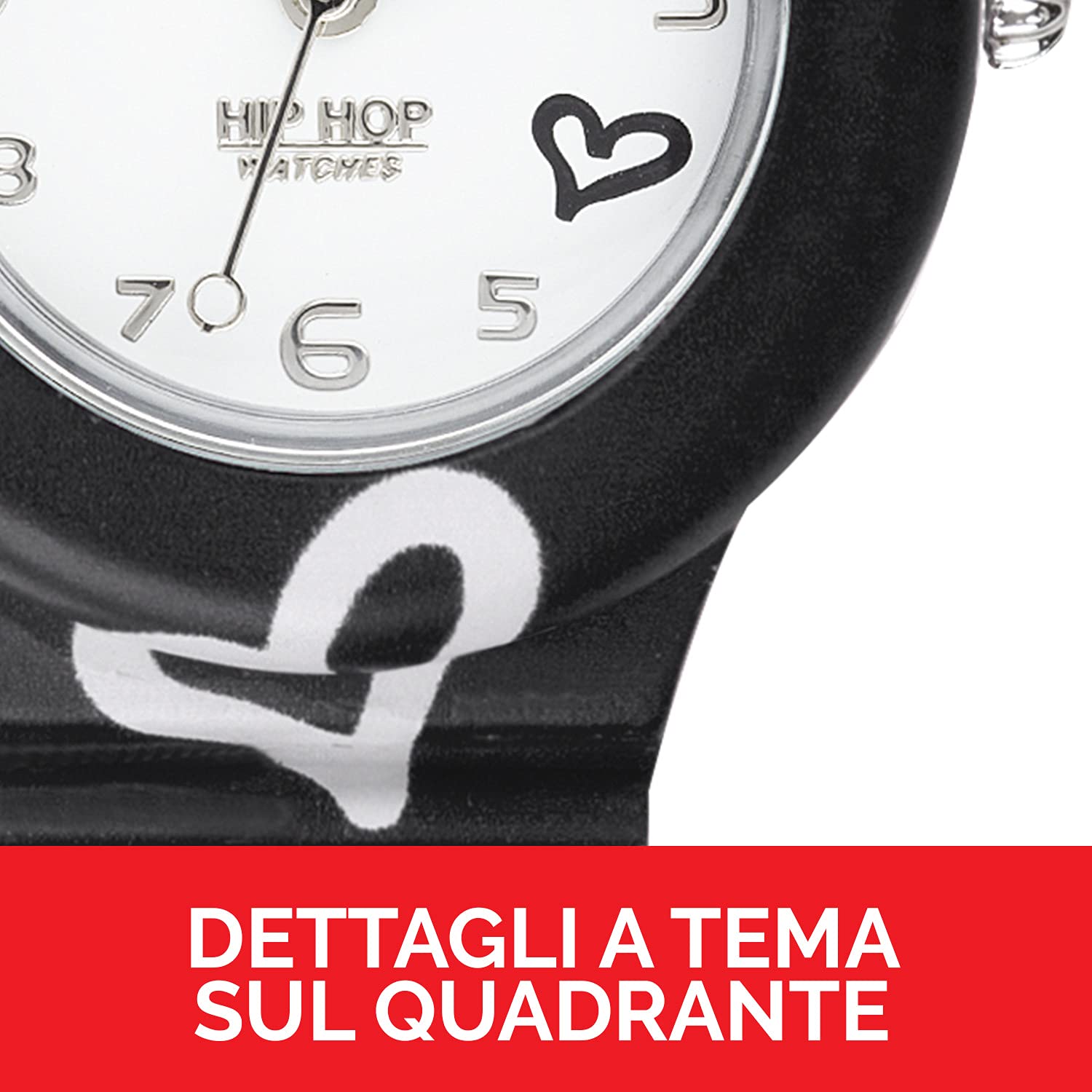 HIP HOP, Collezione Be Loved, Orologio Donna, Cinturino in Silicone Stampato, Cassa 32mm, Movimento al Quarzo, Resistente all'Acqua, Pratica Chiusura, Lunghezza Regolabile fino a 23,7 cm