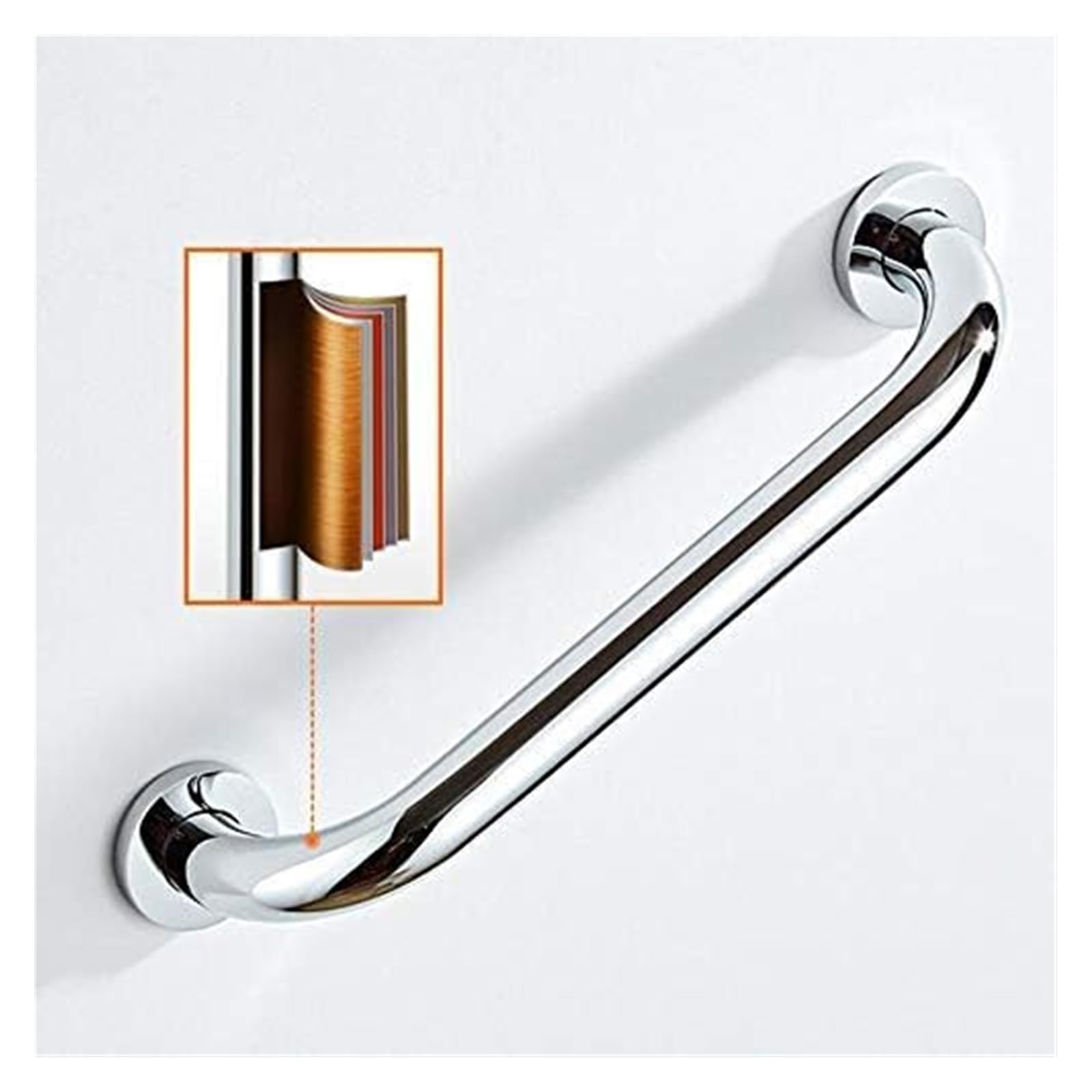Maniglione di Sostegno, corrimano per disabili, ausilio per Il Bagno Antico in Ottone e Acciaio, Maniglia di Sicurezza per disabili per docce, vasche da Bagno e WC (Argento, 40 cm/