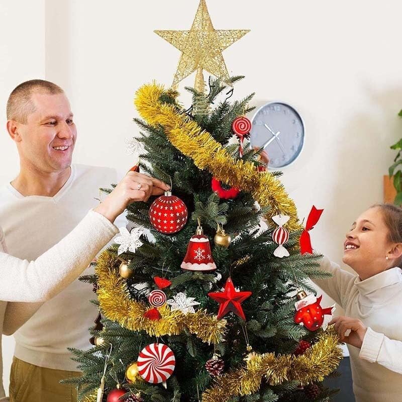 Árbol de Navidad Topper Estrella iluminada árbol T Adorno de Estrella for árbol de Navidad Decoración navideña Estrella en la Copa del árbol Brillante(Silver,20 * 25cm)
