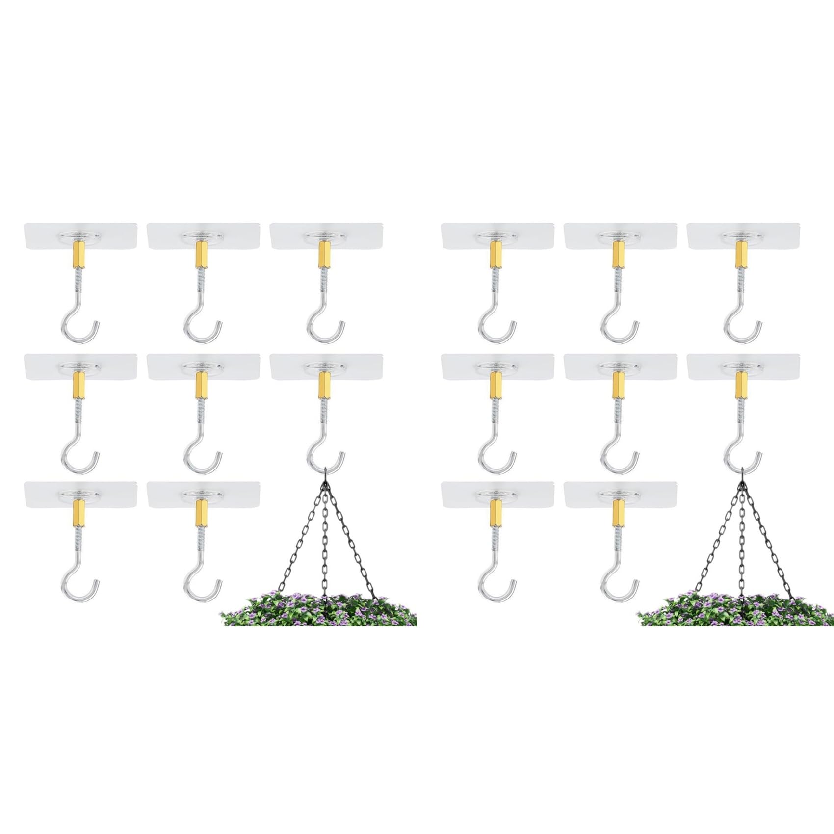 Hndhbfgrt As Shown Adhesive Ceiling Hooks 16Pcs Ceiling Hanger Hooks Eye Hooks For Suspending Small Plants Wind Chime Hanger For Kitchen