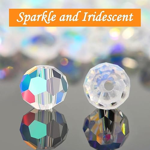 Miniatura 5 de Cuentas de cristal, 800 cuentas de cristal a granel, cuentas de cristal transparente para la fabricación de joyas, cuentas facetadas de Rondelle de