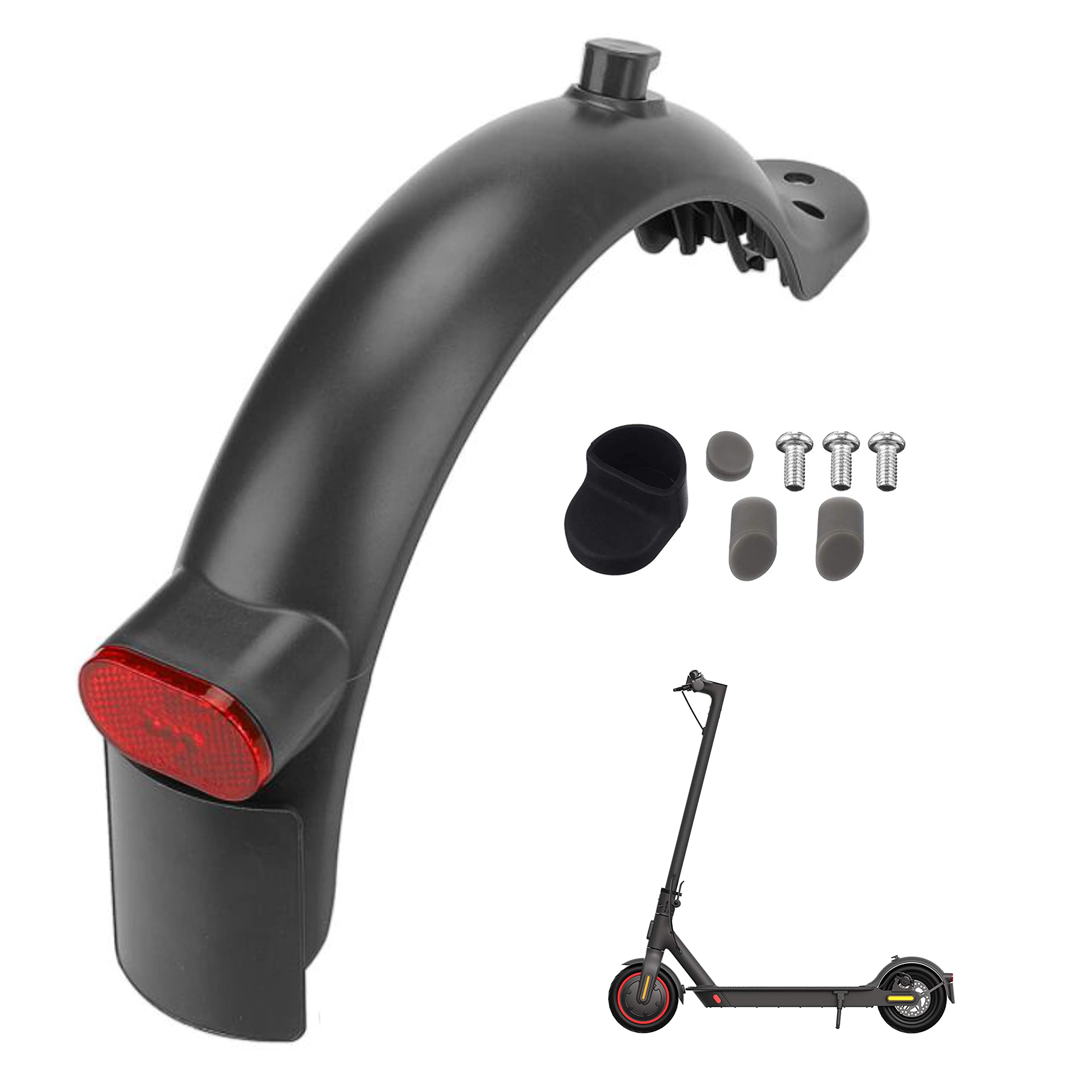 Błotnik ochronny do hulajnogi + światło tylne, kompatybilne z Xiaomi 1S M365 Pro Scooter - czarny