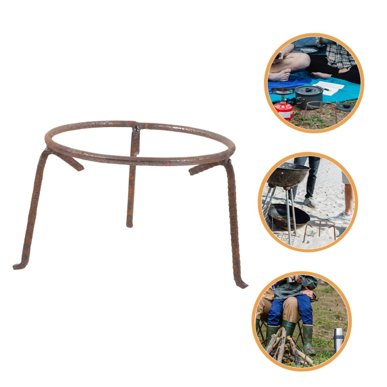 Soporte de Hierro para Wok de Exterior Reutilizable y Estable para Camping