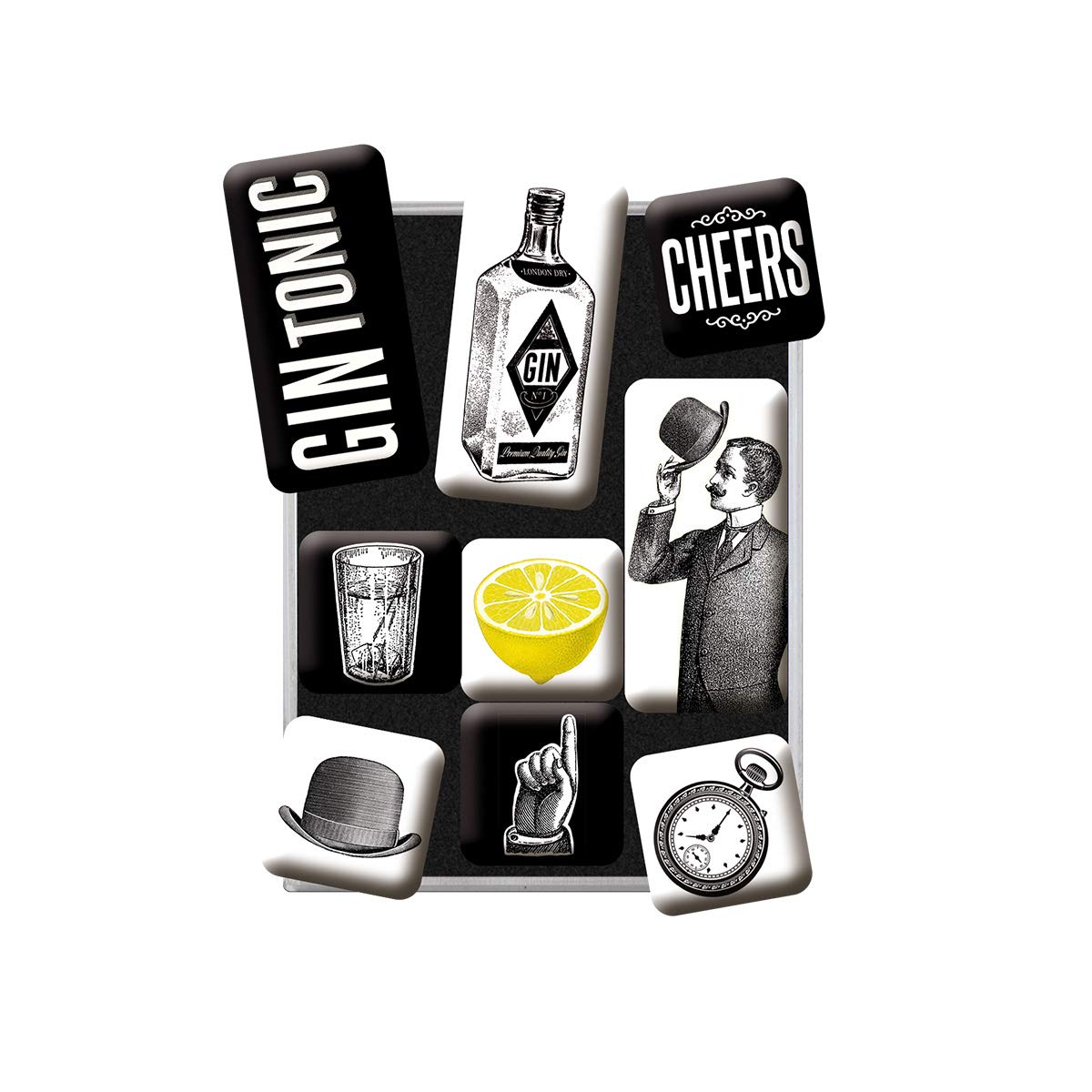 Nostalgic-Art 83105 Open Bar - Gin Tonic, Magnet Set (9pcs)