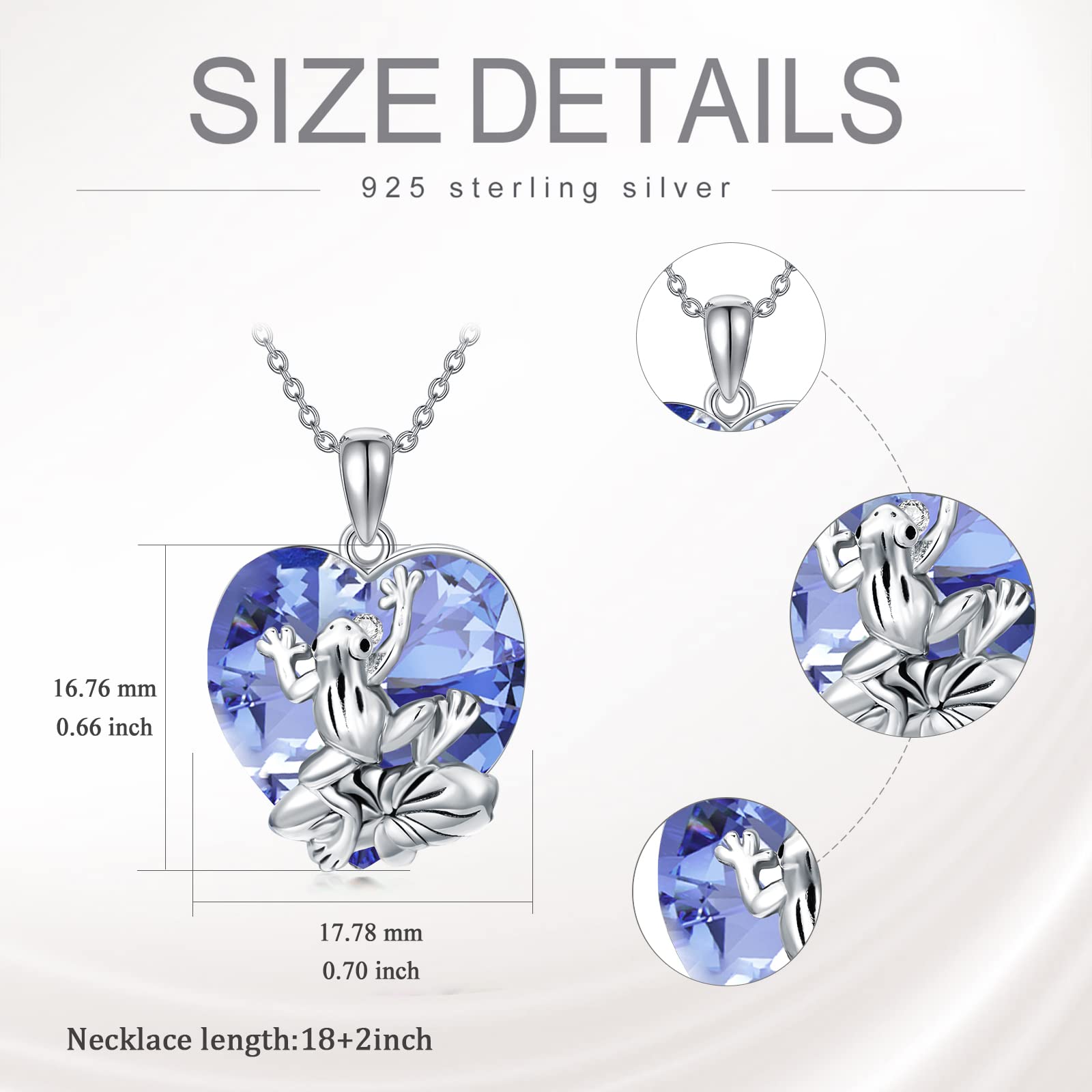Collier grenouille en argent sterling avec pierre de naissance - Cadeau pour femme et fille