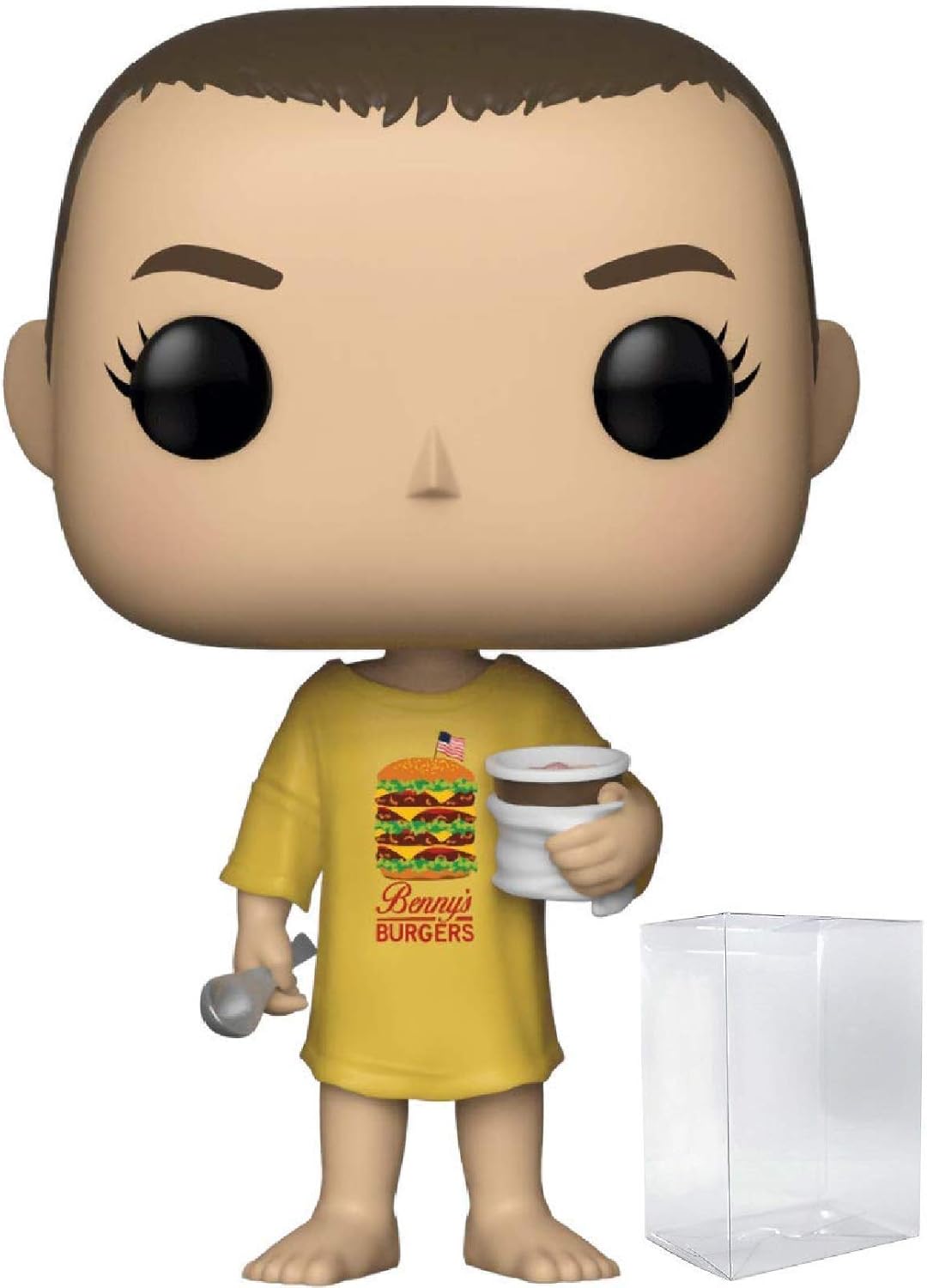 Fun ko Eleven [Burger T-Shirt]: Stranger Things x POP! TV Vinyl Figure & 1 PET Plastic Graphical Protector Bundle [#718/35057 - B]