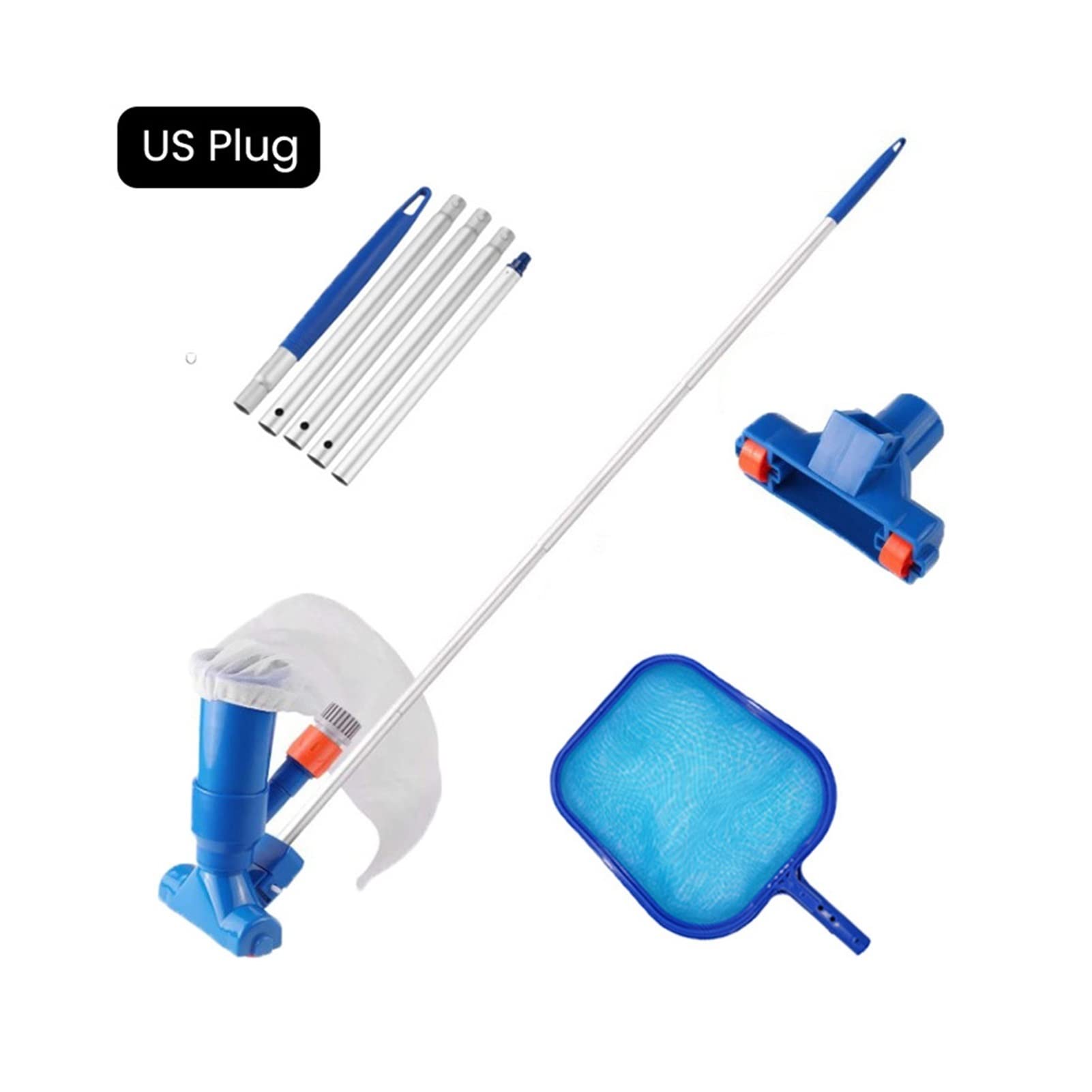 Kit de limpieza de piscina al aire libre, juego de aspiradora de red, herramienta de skimmer para una limpieza eficiente del fondo de la piscina, incluye accesorios esenciales para un uso fácil