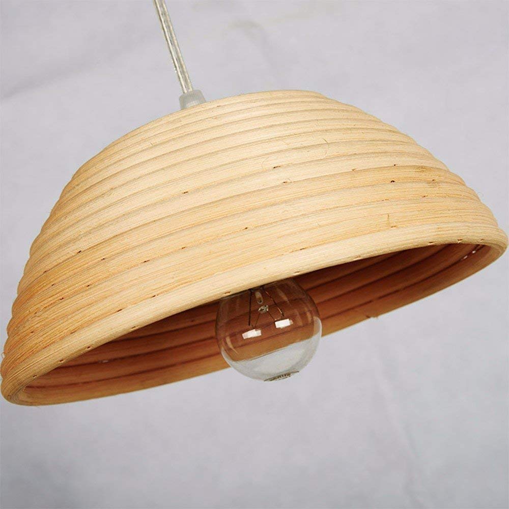 Round Lighting Fixture 30cm Pendant Lamp Chandelier Restaurant Light Simple Wood Led Bar Rattan Braided Ceiling Light Semi-Flush Mount Ceiling Light