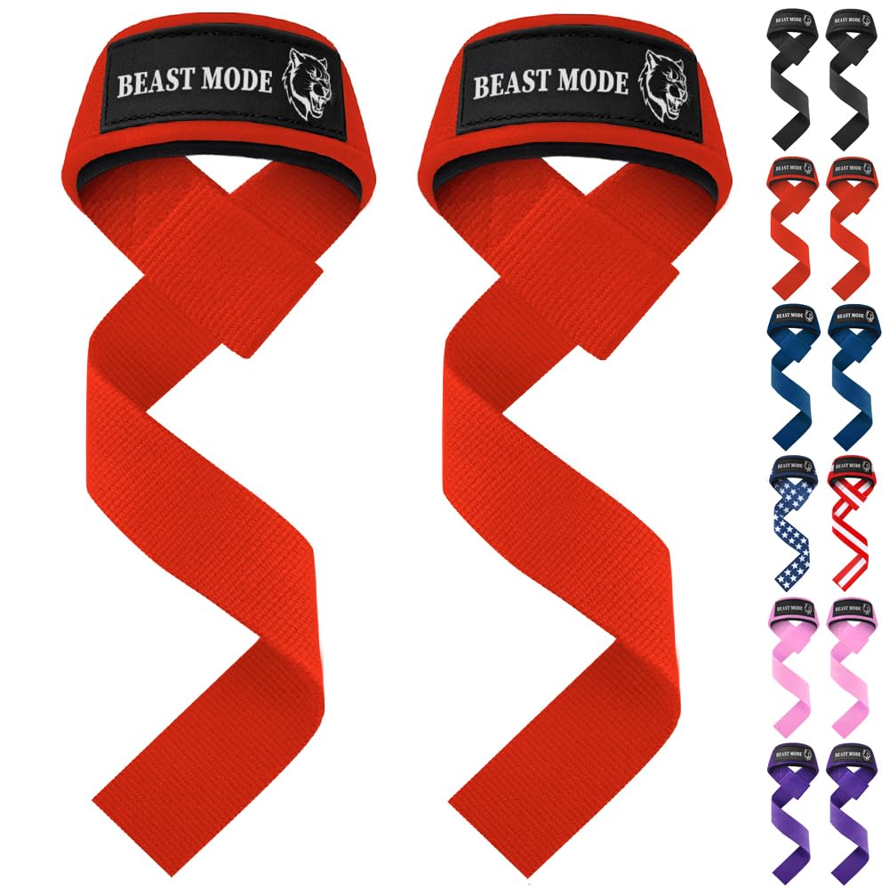 TECEUM Lifting Straps for Weightlifting Gym Strength Training - Wrist Straps with Neoprene Padded Cotton - Men & Women – Ideal for Powerlifting,