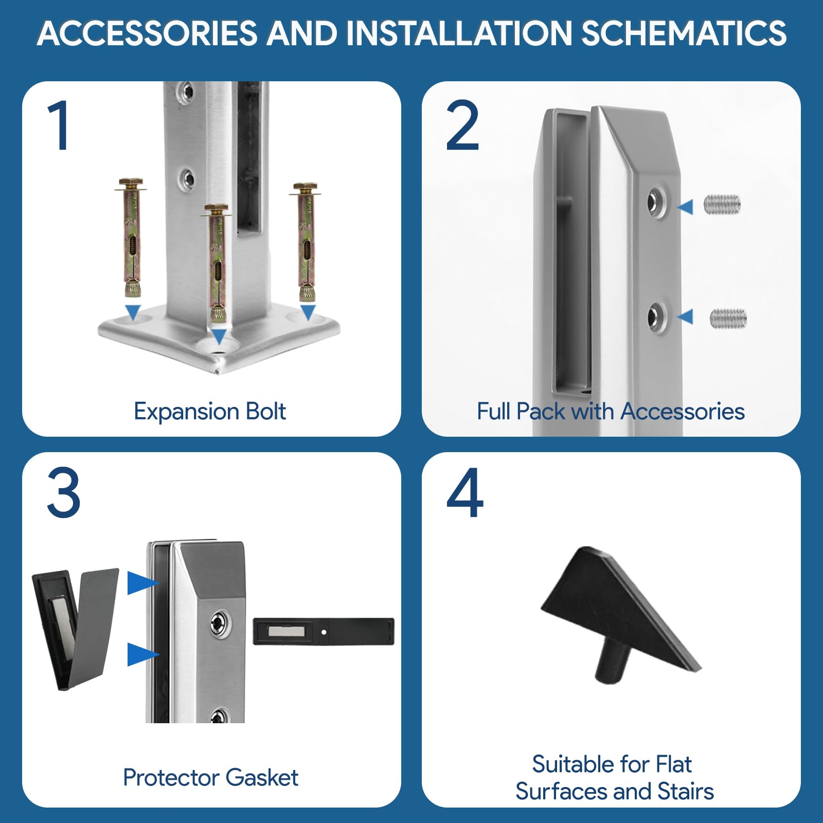 F Bracket Railing Glass Railing Hardware F-Shape Stainless Steel Glass Clamp - Railing ...