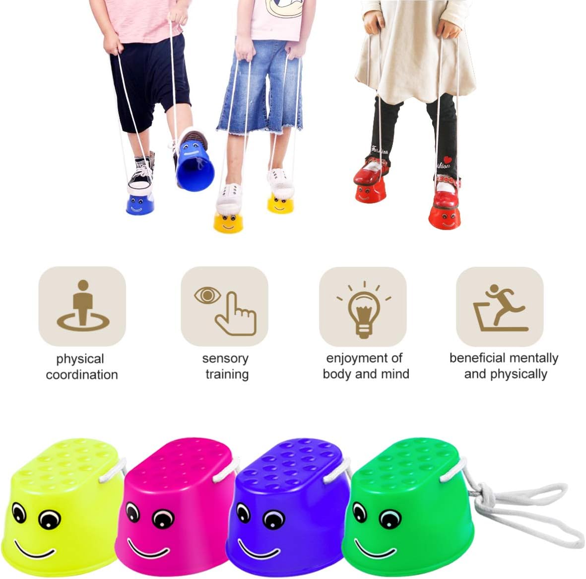 STOBOK Plastic Balance Stilts Bucket Stilts Stepper Toy Foot Stilts for