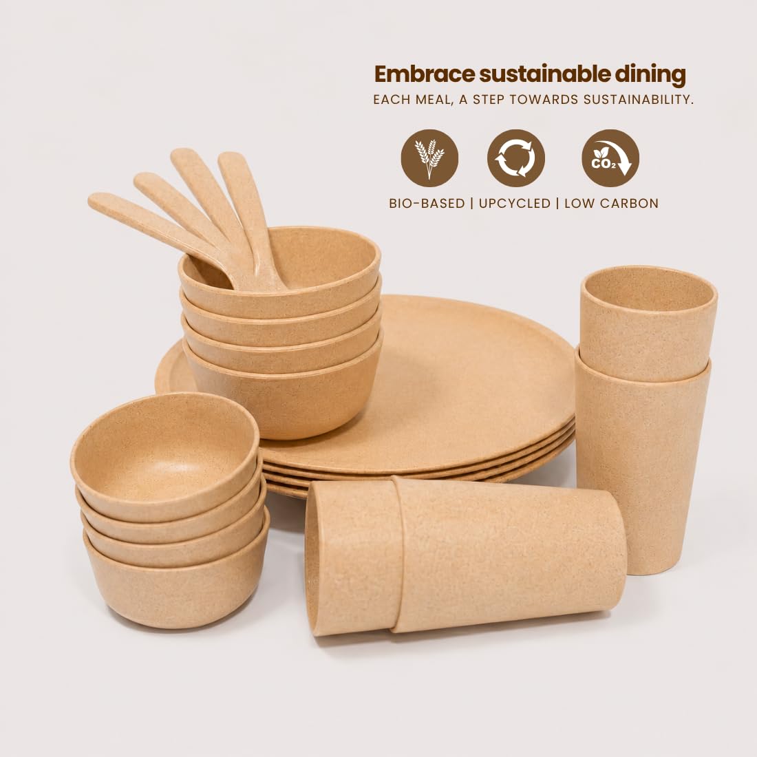 Bamboo Dinner Set - Eco-Friendly & Microwave Safe -6 Bamboo Dinner Set - Eco-Friendly & Microwave Safe -6