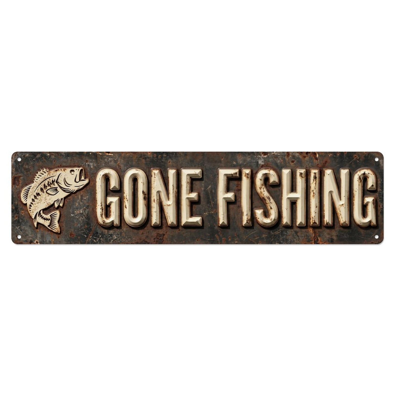 GONE FISHING Fishing Course Vintage Metal Tin Sign Wall Decor for Cafe, Club, Garden Metal Poster 4x16Inch