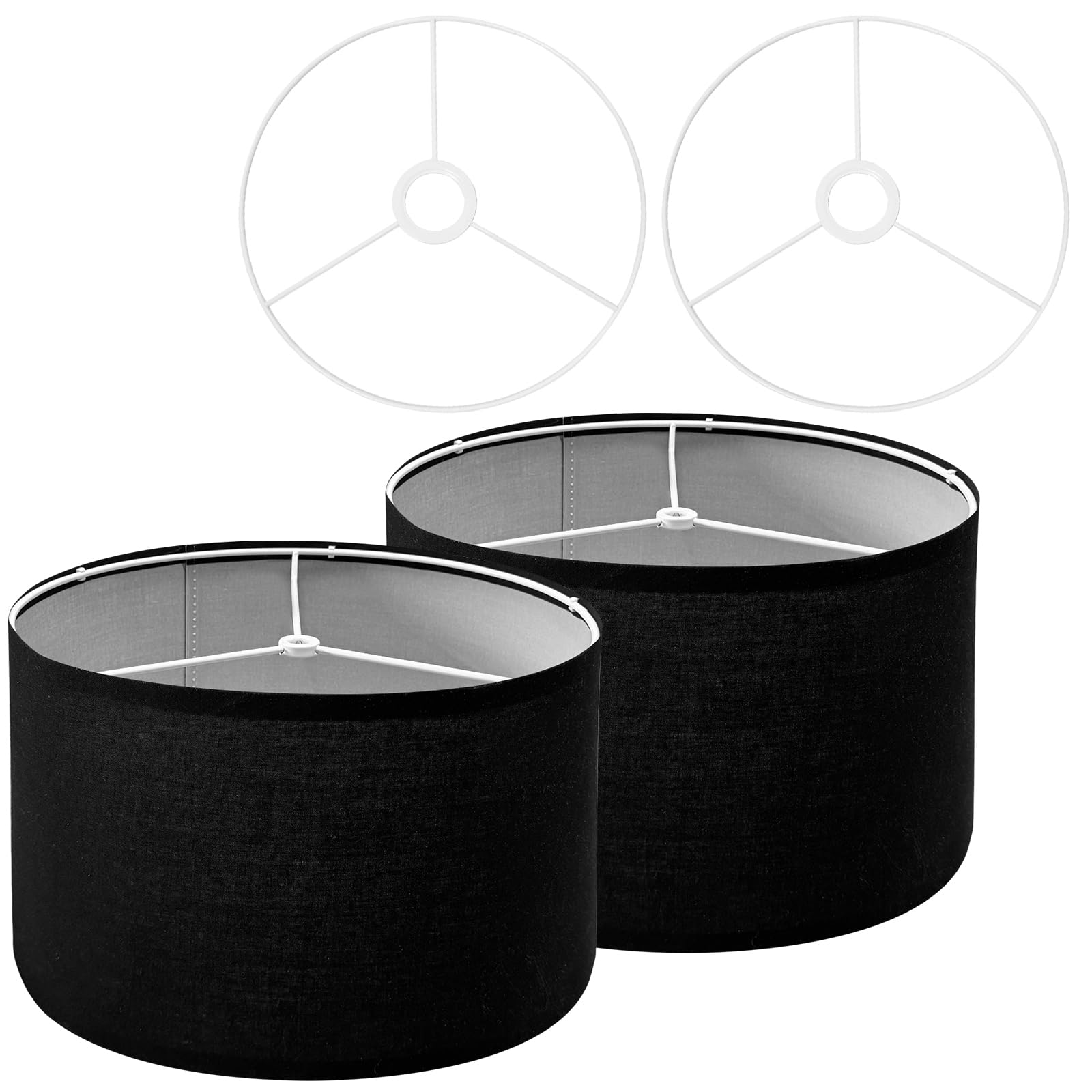 Photo 1 of Drum Lamp Shades (Spider Fitter & E27/E26/E14 Fitter) for Table Lamps 13" Top x 13" Bottom x 9.8" High Linen Lampshade Set of 2 Lamp Shade for Floor Lamps Bedside Lamps, Linen, Assembly Required