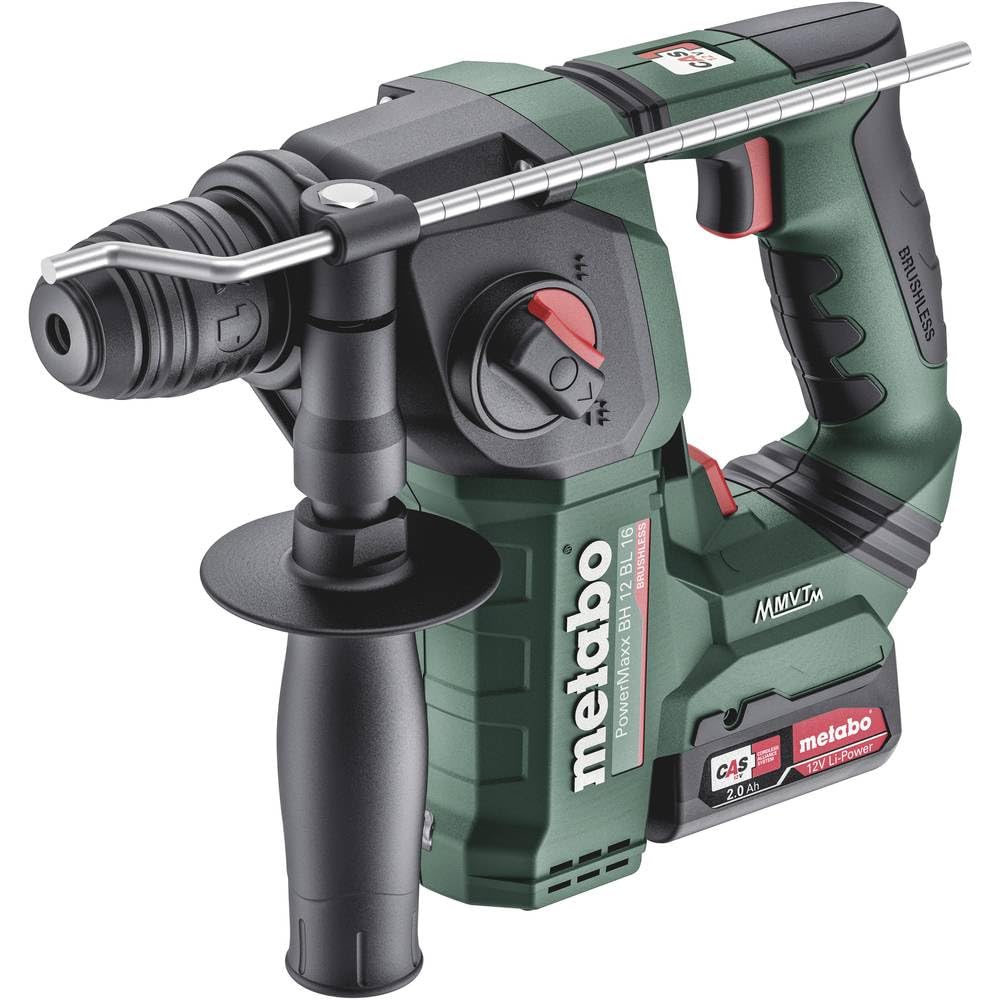 Metabo PowerMaxx BH 12 BL 16, burineur SDS Plus sans fil, 12V, batterie 2x2,0Ah