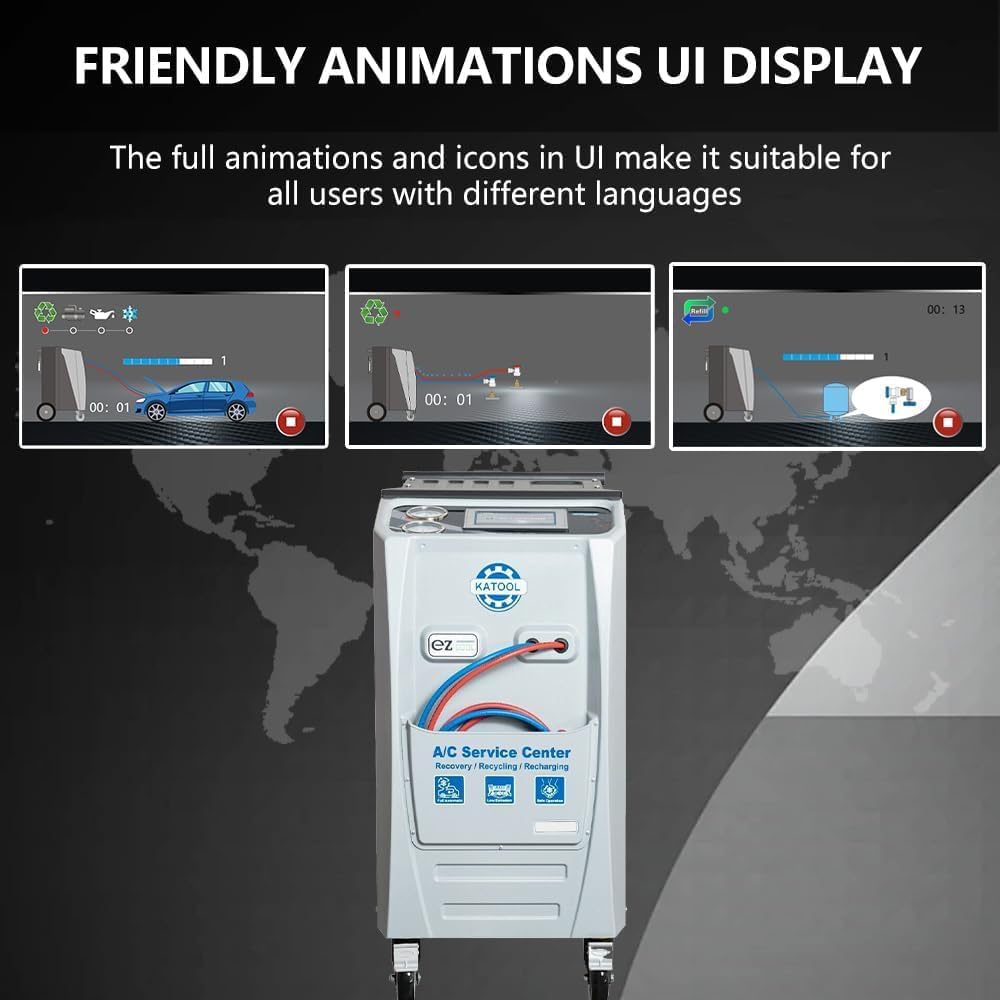 KATOOL Fully Automatic Refrigerant Recovery Machine AC Recovery Machine Automotive Recovery and Recharge of R134YF AC Machine