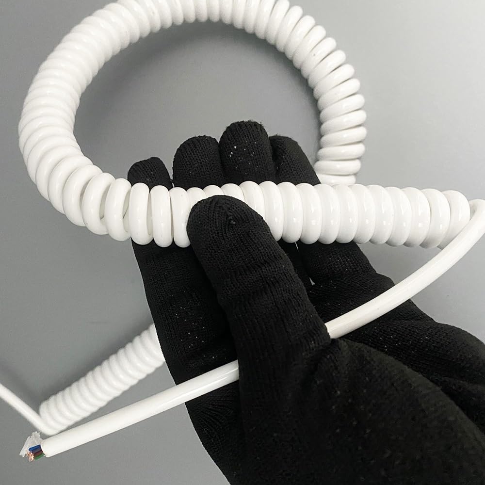 Cavo telefonico Cavo di Alimentazione Flessibile a Spirale, Cavo Elastico a Spirale Quadrata da 0,75 mm, con Anima in Rame, Filo Elastico Estensibile(Stretch 1 Meters)