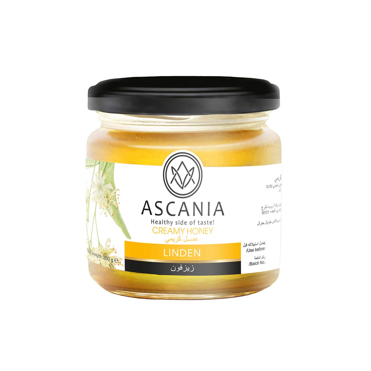 Ascania Creamy Linden Honey - 100% Raw & Natural, Doesn't Crystallize, Free from Artificial Flavours, Colorants & Preservatives, 250gm