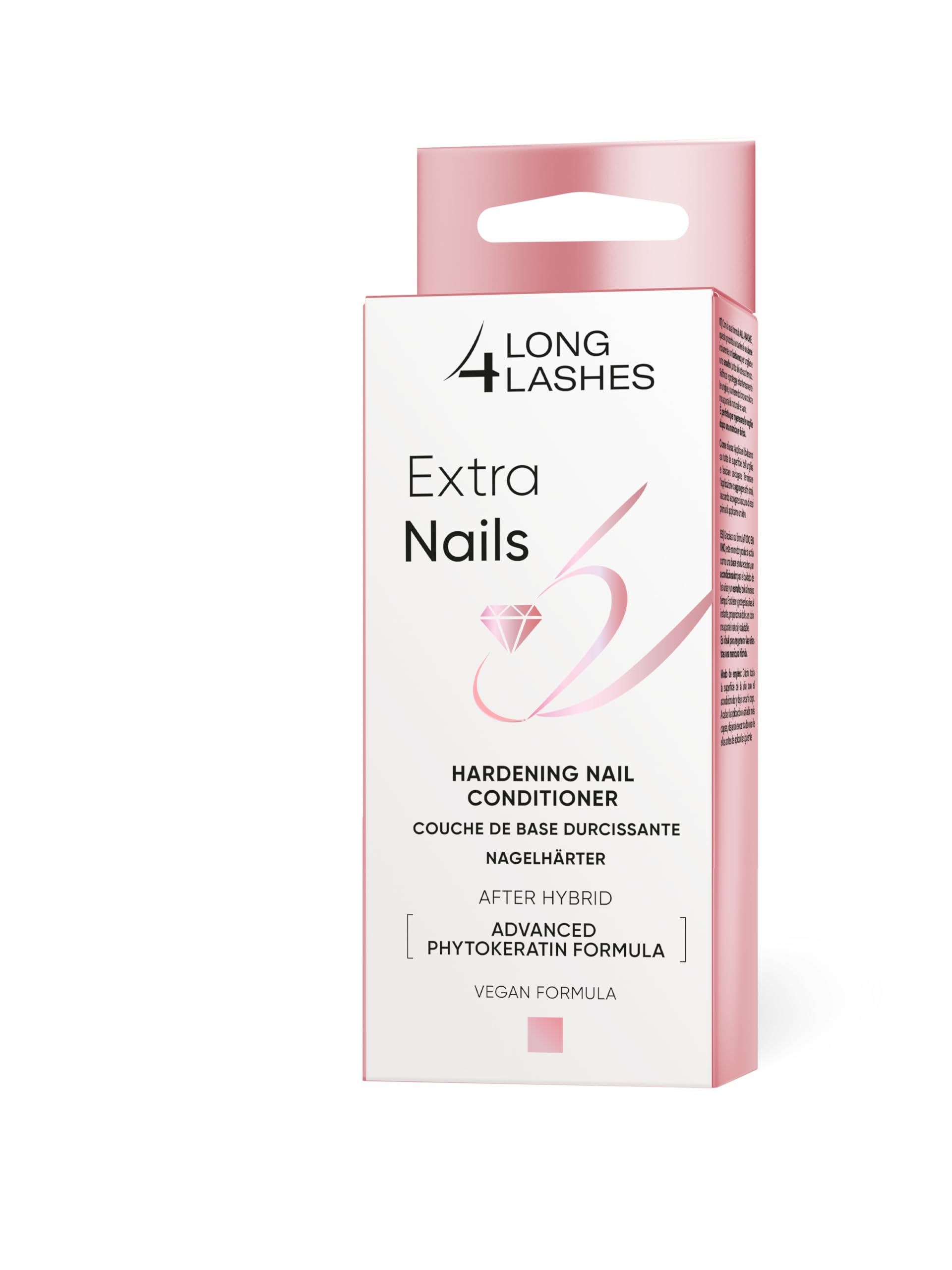 Long4Lashes Extra Nails utwardzacz do paznokci, 10 ml, wzmacniająca podstawa, utwardzacz do paznokci i lakier do paznokci, do regeneracji i manicure w domu