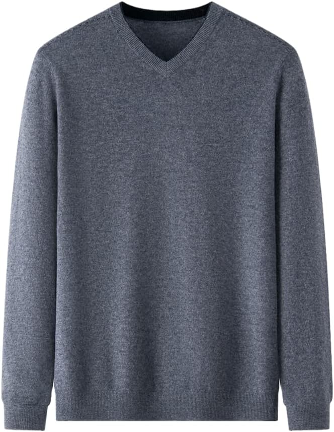 SaoBiiu Merino Wool V-Neck Men Knitted Sweater Autumn Winter Pullover