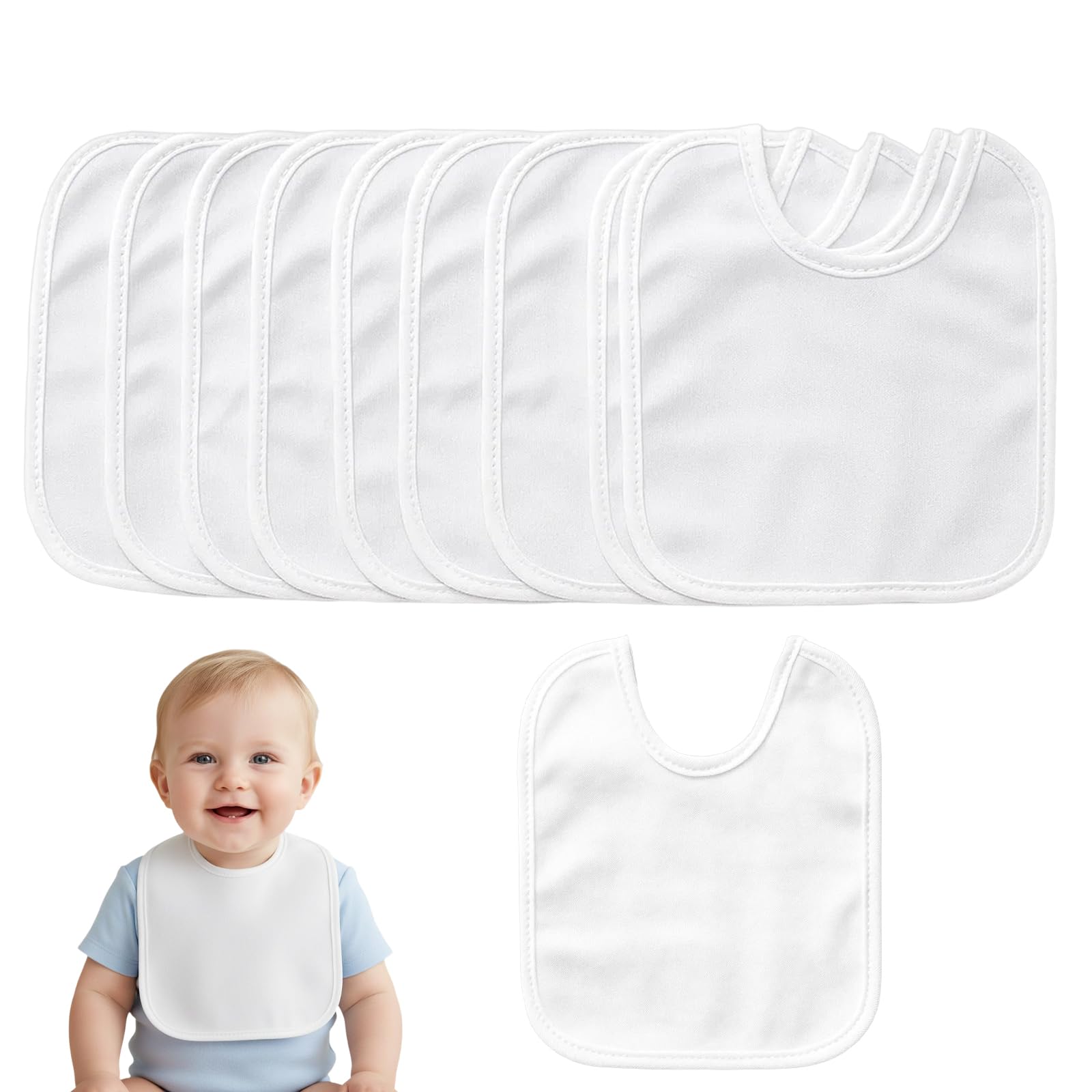 Lätzchen Zum Bemalen, 20 Stück Babylätzchen Weiß, Wasserdichte Lätzchen Baby, DIY Bemalen Babyparty, Kreative Eltern-Kind-Aktivität, Für Zahnen Babys 1-3 Jahre, Größe 18x21 cm Mit 21 cm Bändern