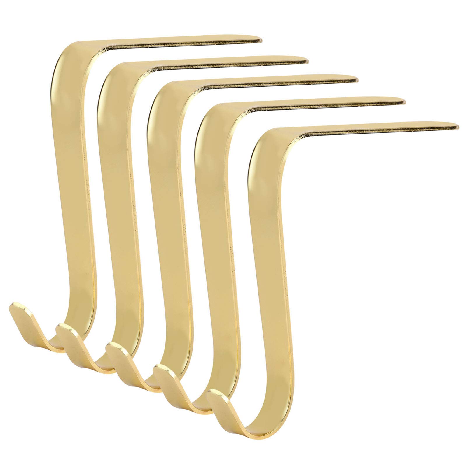 TANIQIACA 5Pcs Gold Christmas Stocking Hangers, Fireplace Holders Hooks, Zinc Alloy Decorative Accessories for Christmas Party and Family Use