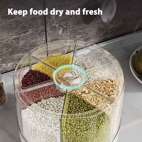 Ahouger 2023 Cereal Dispenser Lentil Dispenser, Rotating Grain Dry Food Dispenser Storage With 6 Compartments For Household, Kitchen Storage Container For All Beans, Barley, Millet #TOP7