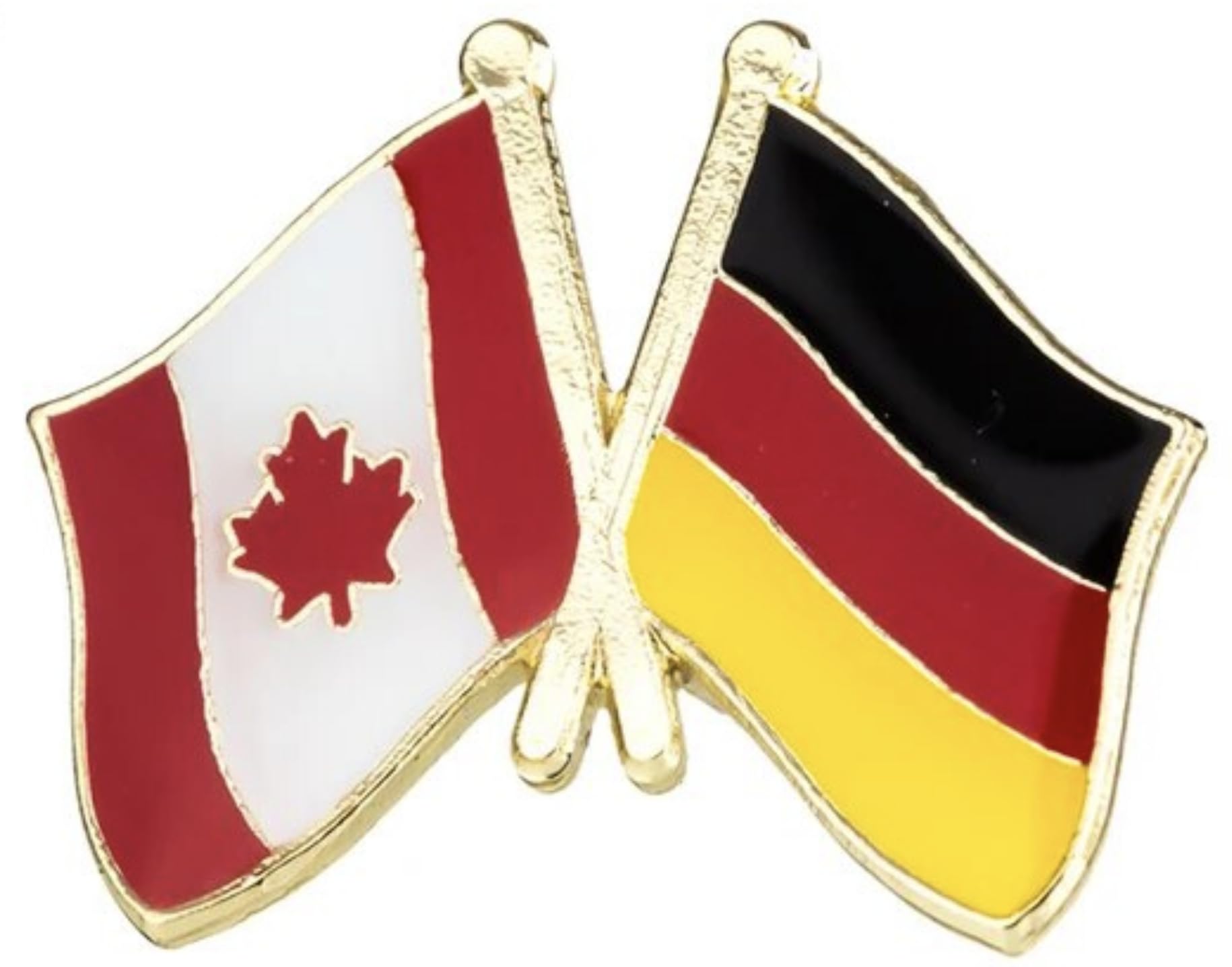 Canada Canadian National Flag Crossed Flags Friendship Love Alliance Allies 1" Enamel Pin