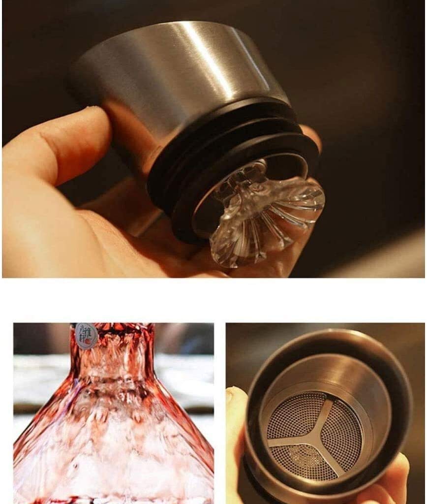 Juego de jarras de vidrio, con tapa de acero inoxidable, gran capacidad de 1800 ml, para decantador de whisky de hotel, bar o casa